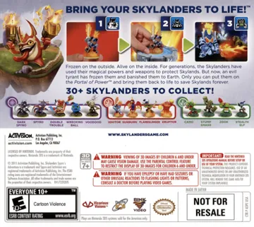 Skylanders - Spyros Adventure (USA) box cover back